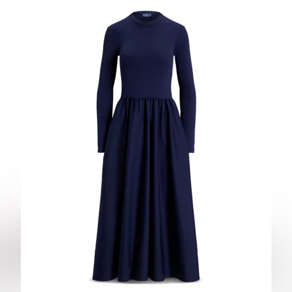 Polo by Ralph Lauren Cotton Long Sleeve Navy Midi Dress - Picture 5 of 6